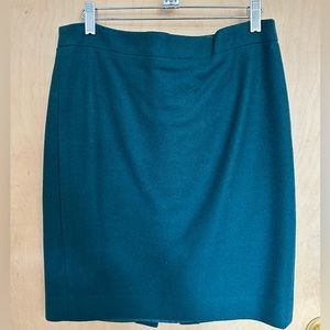 J. Crew Factory Pencil Skirt in Double-Serge Wool Academic Green Size 6